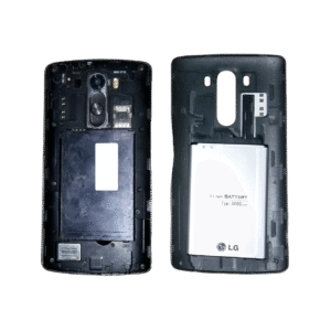 نمای پشتی گوشی ال جی G 3 با دکمه های صدا و پاور و دوربین لیزری