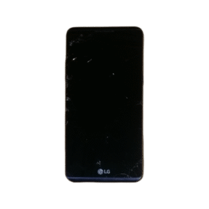 LG X power در رنگ Indigo - نمای جلو و صفحه نمایش روشن